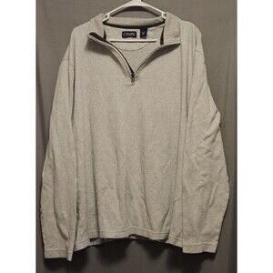 Chaps Mens 2XL Quarter Zip Pullover Sweater Beige Oatmeal Long Sleeve Casual